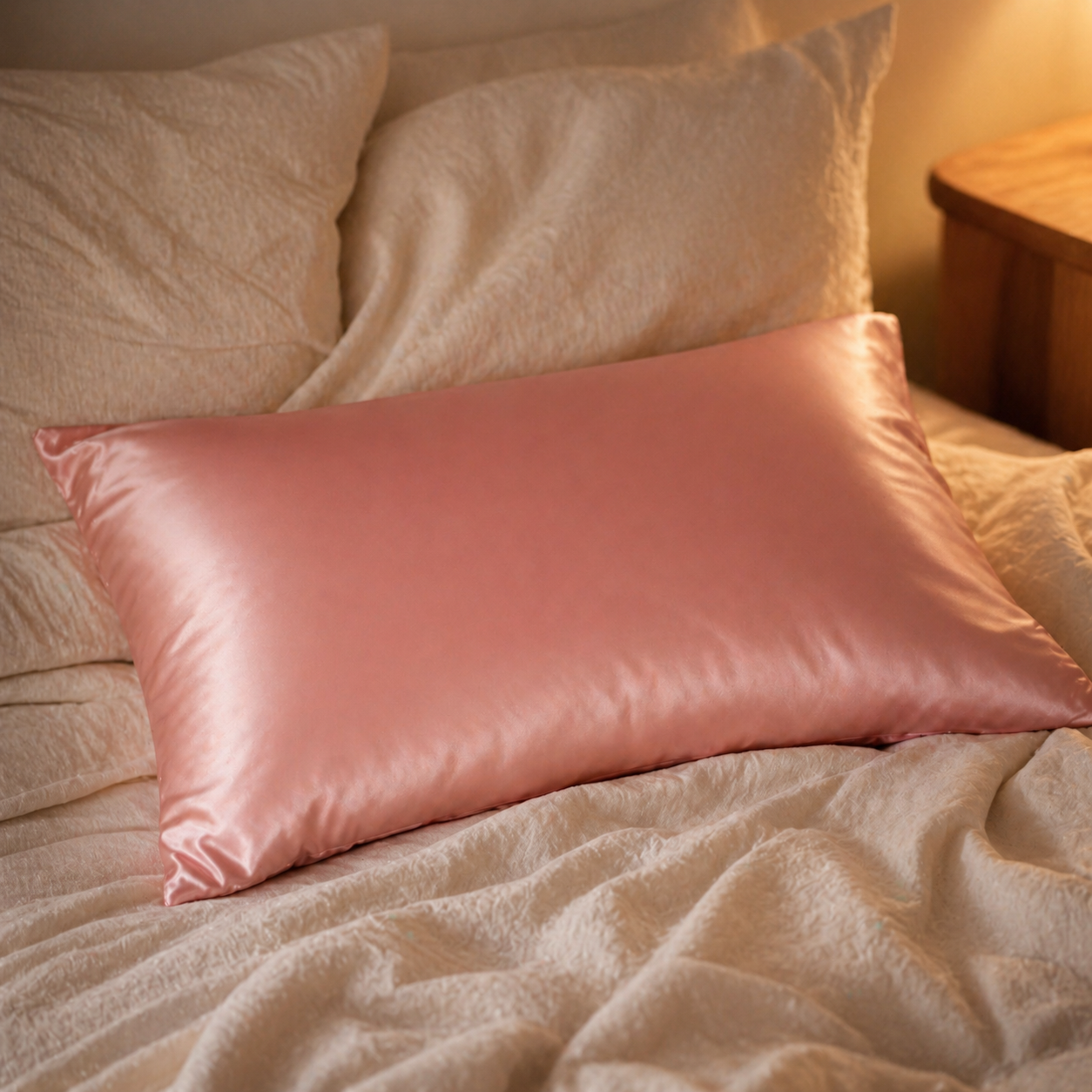 Coussin en soie de mûrier sur lit, ambiance Someira