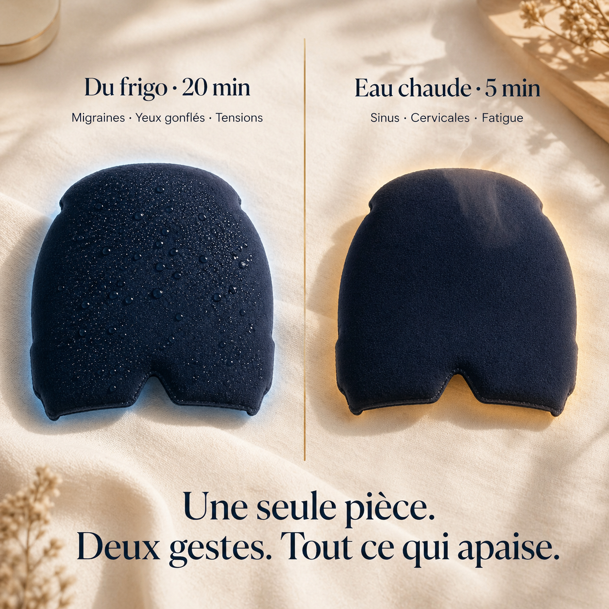 Mode froid 20 min ou mode chaud 5 min — une seule pièce, deux gestes
