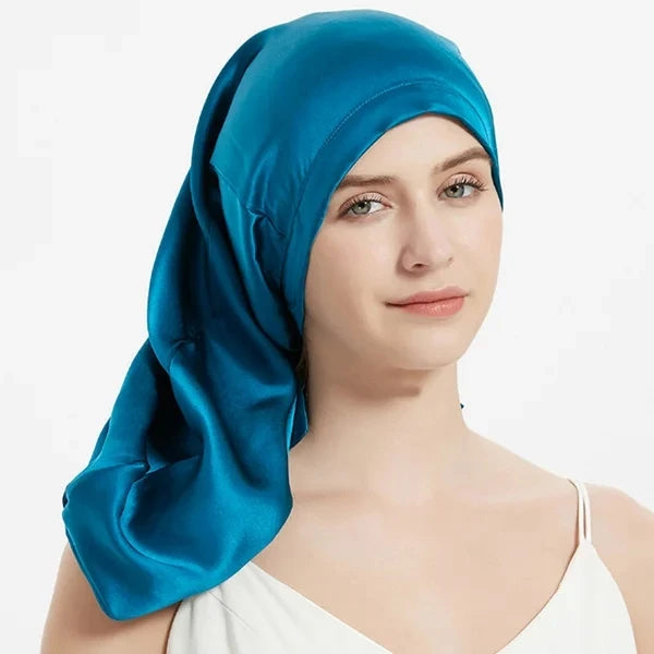 Bonnet en soie de mûrier — Bleu Paon